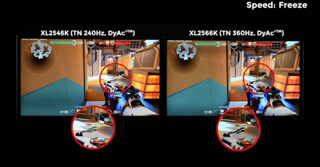 DyAc⁺™ on XL2566K makes vigorous in-game actions such as spraying clearer than DyAc⁺™ on XL2546K.